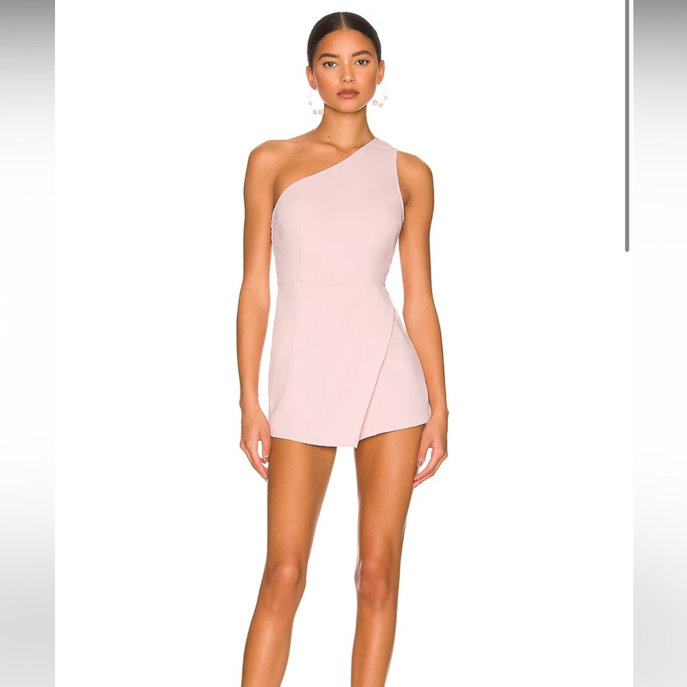 Revolve: Alexa One Shoulder Romper in Baby Pink